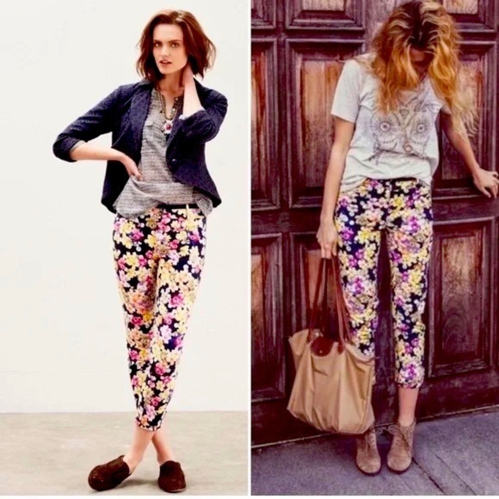 Anthropologie Cartonnier Floral Cropped Trousers Pants